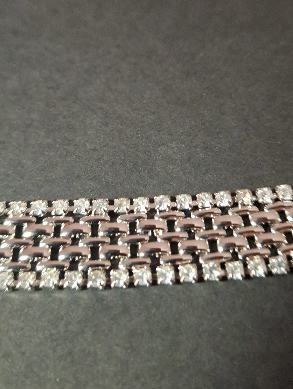 Kenneth Jay Lane Silver Crystal Multi-Row Bracelet - Picture 2 of 5